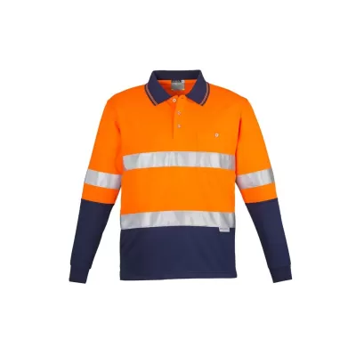 Mens Hi Vis Spliced Long Sleeve Polo - Hoop Taped