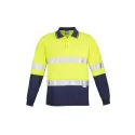 Mens Hi Vis Spliced Long Sleeve Polo - Hoop Taped
