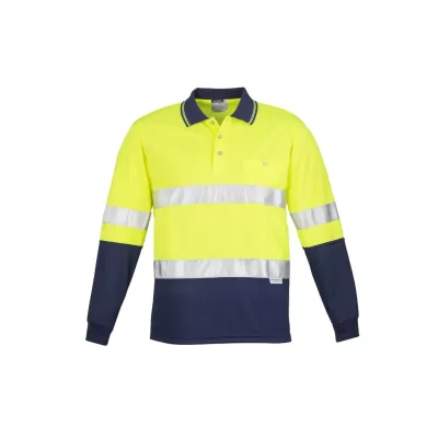 Mens Hi Vis Spliced Long Sleeve Polo - Hoop Taped