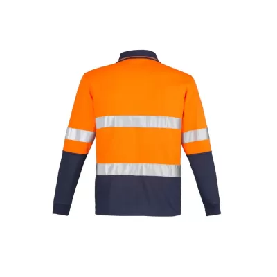 Mens Hi Vis Spliced Long Sleeve Polo - Hoop Taped