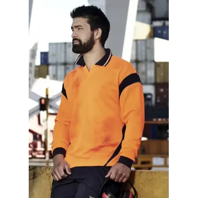 Mens Hi Vis Aztec Long Sleeve Polo