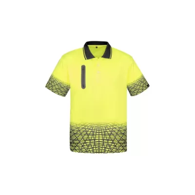 Mens Hi Vis Tracks Short Sleeve Polo