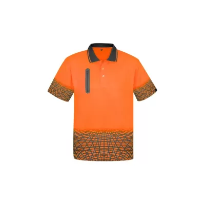 Mens Hi Vis Tracks Short Sleeve Polo
