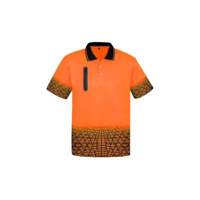 Mens Hi Vis Tracks Short Sleeve Polo