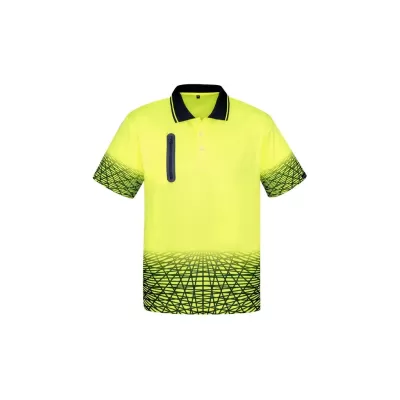 Mens Hi Vis Tracks Short Sleeve Polo
