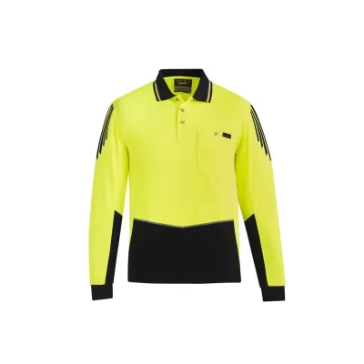 Mens Hi Vis Flux Long Sleeve Polo