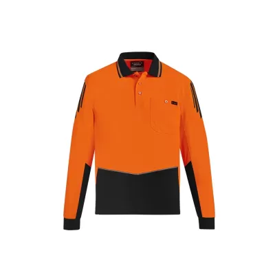Mens Hi Vis Flux Long Sleeve Polo