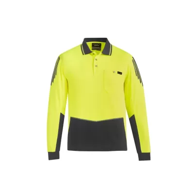 Mens Hi Vis Flux Long Sleeve Polo
