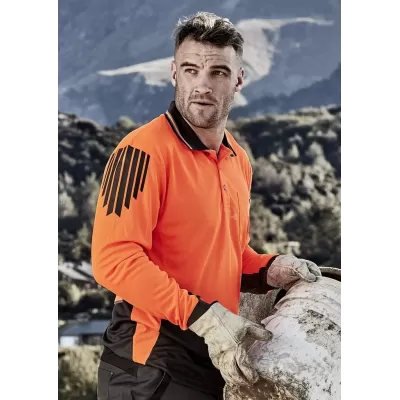 Mens Hi Vis Flux Long Sleeve Polo