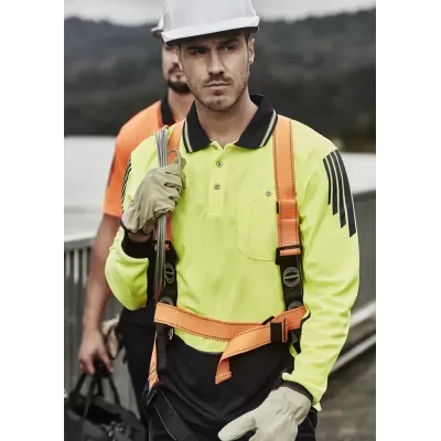 Mens Hi Vis Flux Long Sleeve Polo