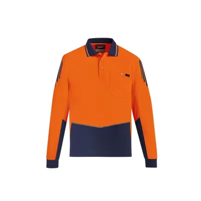 Mens Hi Vis Flux Long Sleeve Polo