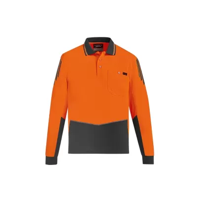 Mens Hi Vis Flux Long Sleeve Polo