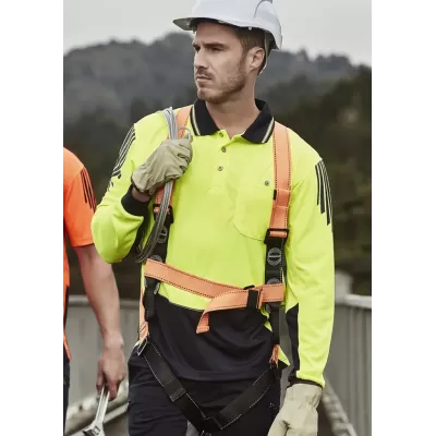 Mens Hi Vis Flux Long Sleeve Polo