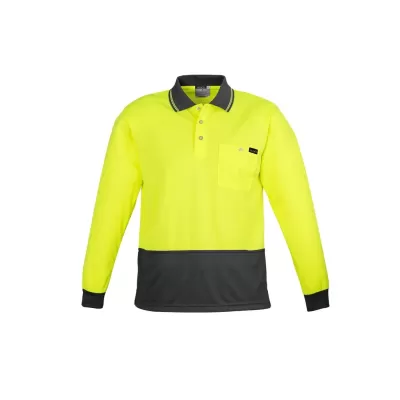 Mens Hi Vis Comfort Back Long Sleeve Polo