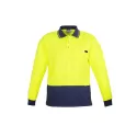 Mens Hi Vis Comfort Back Long Sleeve Polo