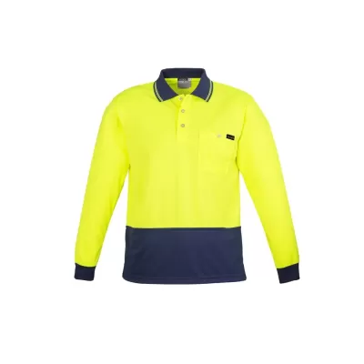 Mens Hi Vis Comfort Back Long Sleeve Polo