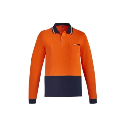 Mens Hi Vis Cotton Long Sleeve Polo