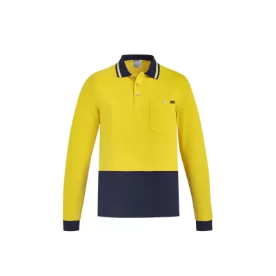 Mens Hi Vis Cotton Long Sleeve Polo