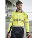 Mens Hi Vis Flux Segmented Tape Long Sleeve Polo