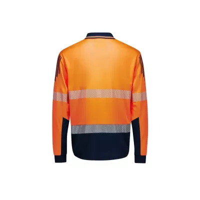 Mens Hi Vis Flux Segmented Tape Long Sleeve Polo