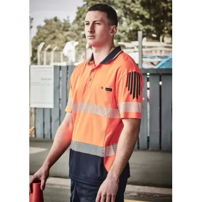 Mens Hi Vis Flux Segmented Tape Short Sleeve Polo