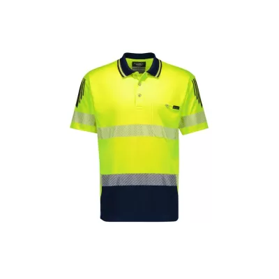 Mens Hi Vis Flux Segmented Tape Short Sleeve Polo