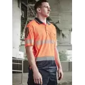 Mens Hi Vis Flux Segmented Tape Short Sleeve Polo