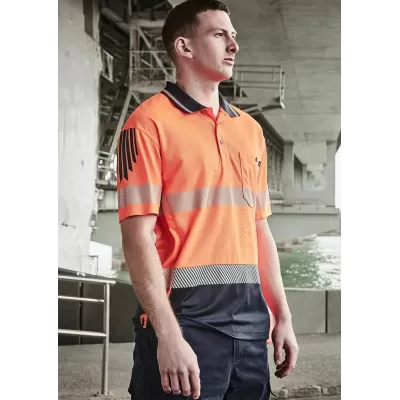 Mens Hi Vis Flux Segmented Tape Short Sleeve Polo