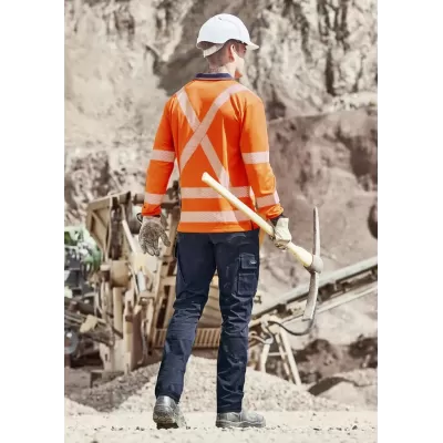Unisex Hi Vis X Back NSW Rail Long Sleeve Polo