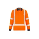Unisex Hi Vis X Back NSW Rail Long Sleeve Polo