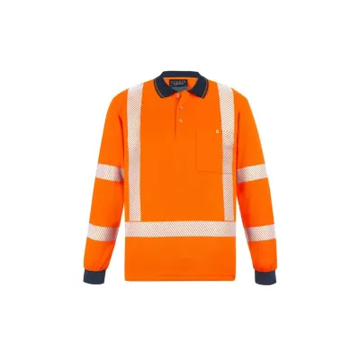 Unisex Hi Vis X Back NSW Rail Long Sleeve Polo