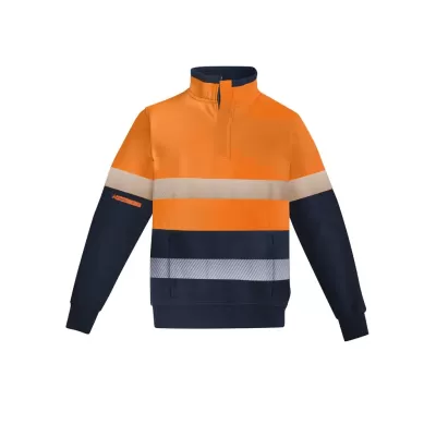 Mens Orange Flame Hi Vis 1/4 Zip Pullover - Hoop Taped