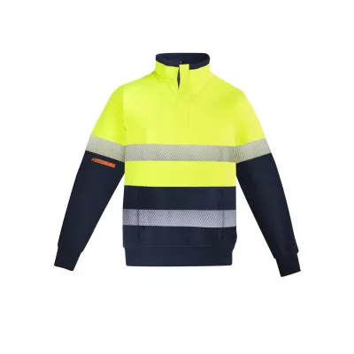 Mens Orange Flame Hi Vis 1/4 Zip Pullover - Hoop Taped