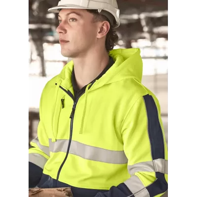 Unisex Hi Vis Full Zip Stretch Taped Hoodie