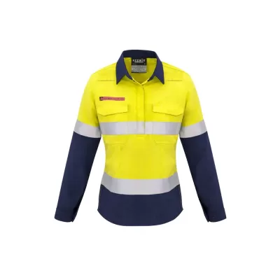 Womens FR Closed Front Hooped Taped Spliced Shirt