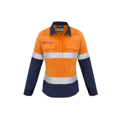 Womens FR Closed Front Hooped Taped Spliced Shirt