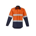 Mens Orange Flame Hi Vis Open Front Spliced Shirt - Hoop Taped