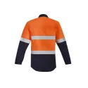 Mens Orange Flame Hi Vis Open Front Spliced Shirt - Hoop Taped