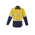 Mens Orange Flame Hi Vis Open Front Spliced Shirt - Hoop Taped