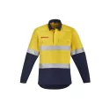 Mens Orange Flame Hi Vis Closed Front Shirt - Hoop Taped