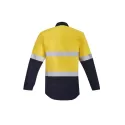 Mens Orange Flame Hi Vis Closed Front Shirt - Hoop Taped