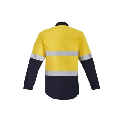 Mens Orange Flame Hi Vis Closed Front Shirt - Hoop Taped