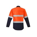 Mens Orange Flame Hi Vis Closed Front Shirt - Hoop Taped