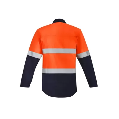 Mens Orange Flame Hi Vis Closed Front Shirt - Hoop Taped