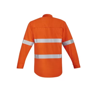 Mens Orange Flame Hi Vis Open Front Shirt - Hoop Taped
