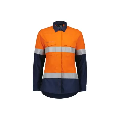 Womens Orange Flame Lightweight Ripstop Taped Shirt