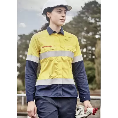 Womens Orange Flame Lightweight Ripstop Taped Shirt