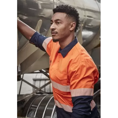 Mens Rugged Cooling Hi Vis Segmented Tape Long Sleeve Shirt