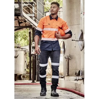Mens Rugged Cooling Hi Vis Segmented Tape Long Sleeve Shirt
