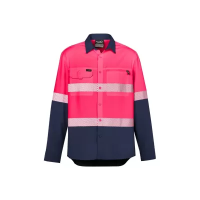 Mens Hi Vis Outdoor Segmented Tape Long Sleeve Shirt